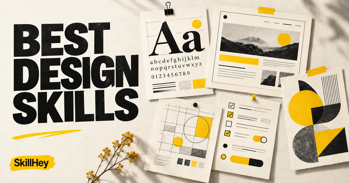 Best Design Skills cover with typography, layout studies and interface checklists